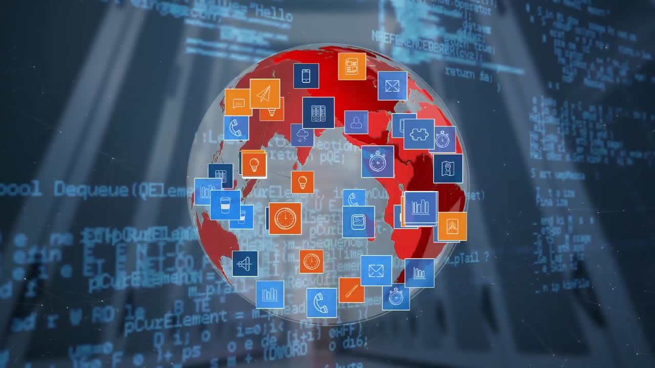 iconos de globos y aplicaciones digitales