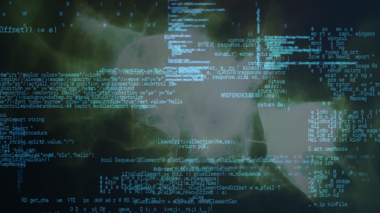 Animation of data processing on black background with lights