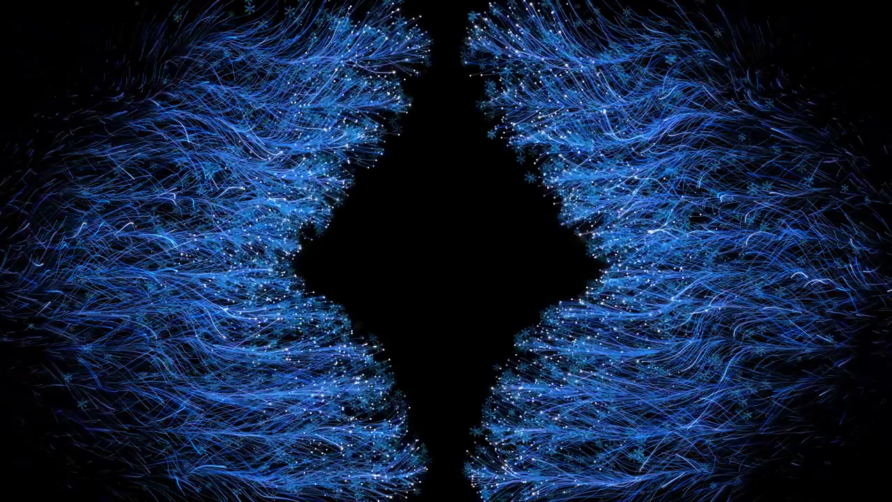 Linee di transizione futuristica di flusso di dati glitch, sfondo di rumore digitale in blu, interferenza cibernetica.