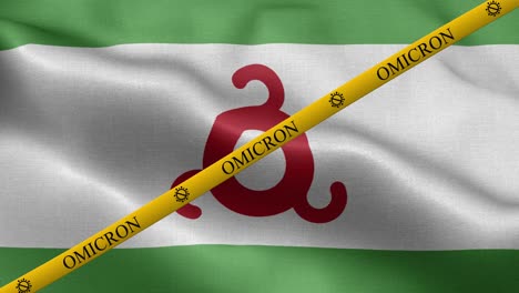variante omicron y franja de prohibición en la bandera de ingushetia - bandera de ingushetia