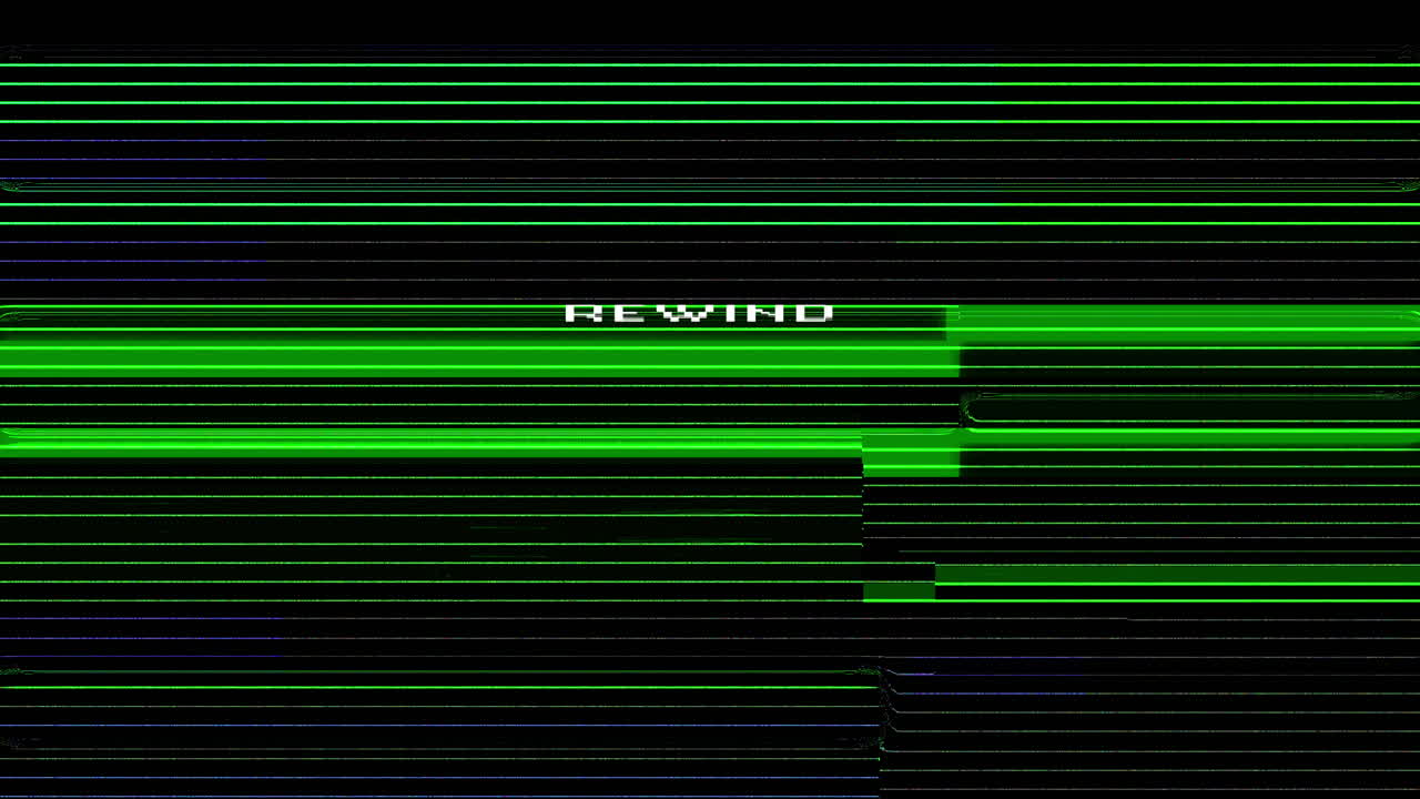 Teks Retro dengan Efek Glitch VHS Hijau