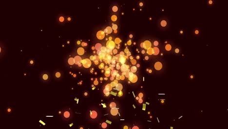 animation of confetti falling over glowing lights on black background