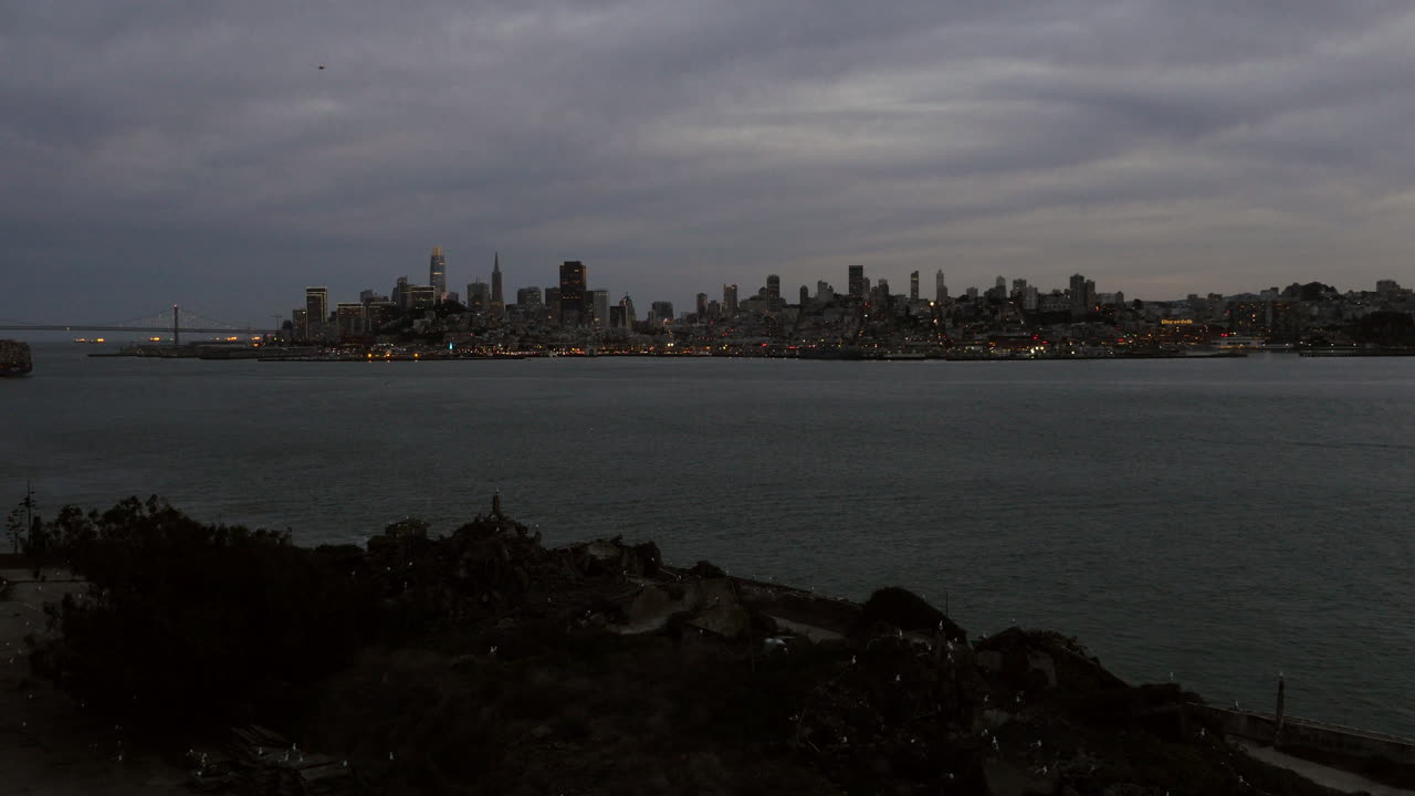Downtown San Francisco with Bay Bridge Traffic time lapse shot in 4k high resolution