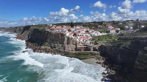 Azenhas Do Mar Beach At Sintra In District Of Lisbon Portugal. Coastal City. Nature Landscape. Beach Scenery. Azenhas Do Mar Beach At Sintra In District Of Lisbon Portugal