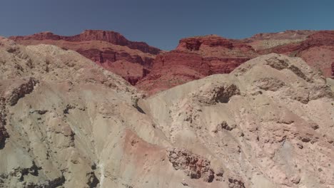 Rising-aerial-shows-erosion-of-three-rock-types-in-canyons-near-Moab
