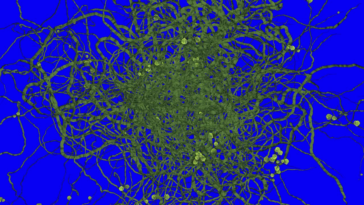 Abstract Green Leaves Pattern on Blue Background