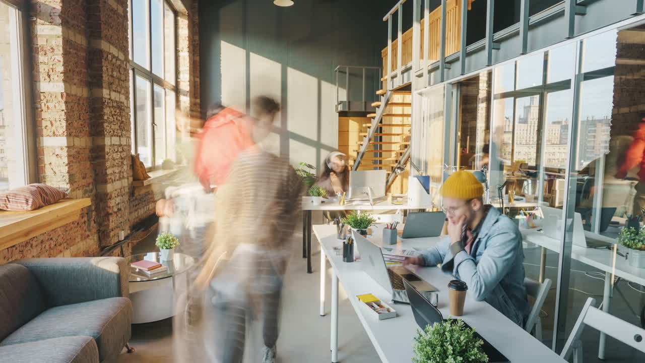 Modern Open-Plan Office with People Working