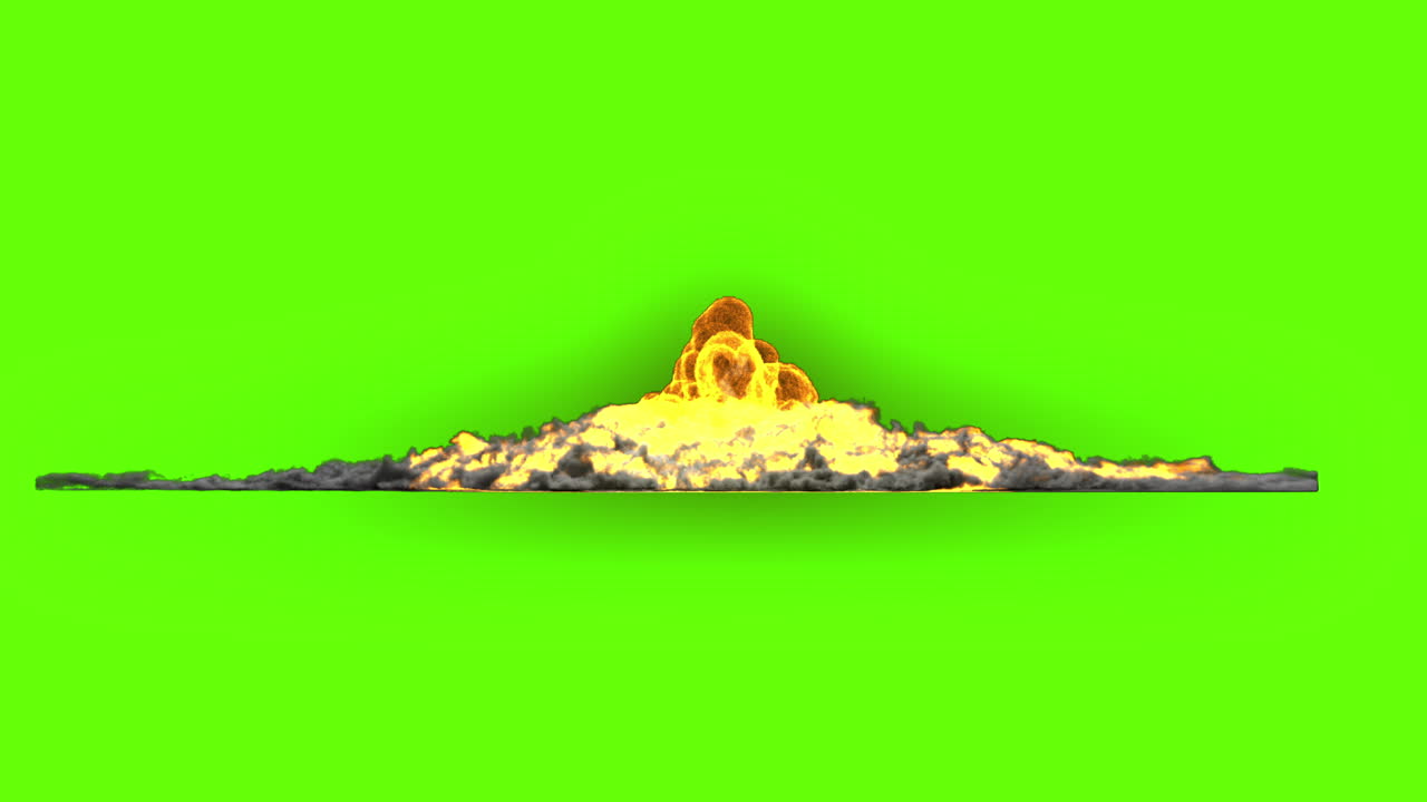 Explosion with Fire and Smoke on Green Screen