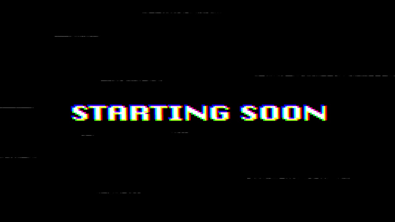 Starting Soon Pixelated Text with Glitch Effect Animation