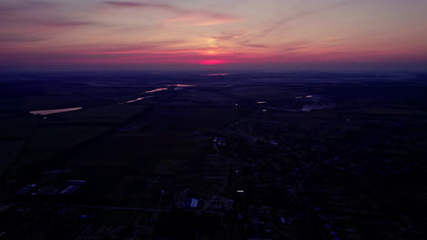 village hills and fields during evening sunset