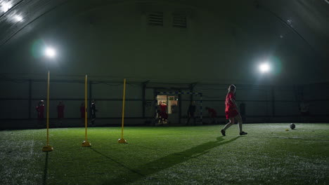 women's soccer team practices indoor