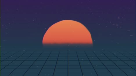 retro sunset in a cyberpunk grid