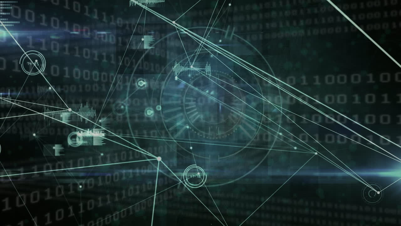 Animation of network of connections with data processing over scope scanning