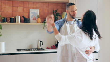 Dancing,-home-and-couple-with-love