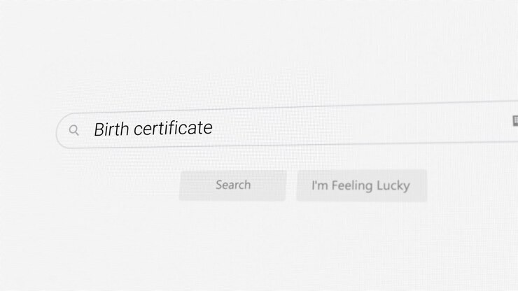 Searching for Birth certificate on Internet browser