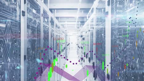 animation of data processing over server room