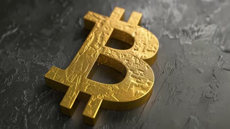 golden bitcoin symbol on dark surface