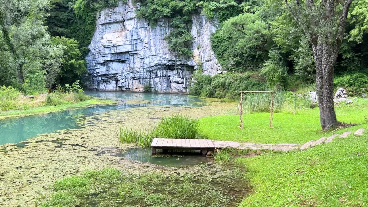 The source of the Krupa river. A beautiful karst spring in Bela Krajina.