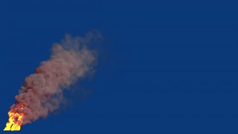 burning fire and grey smoke on blue sky, isolated - loop video