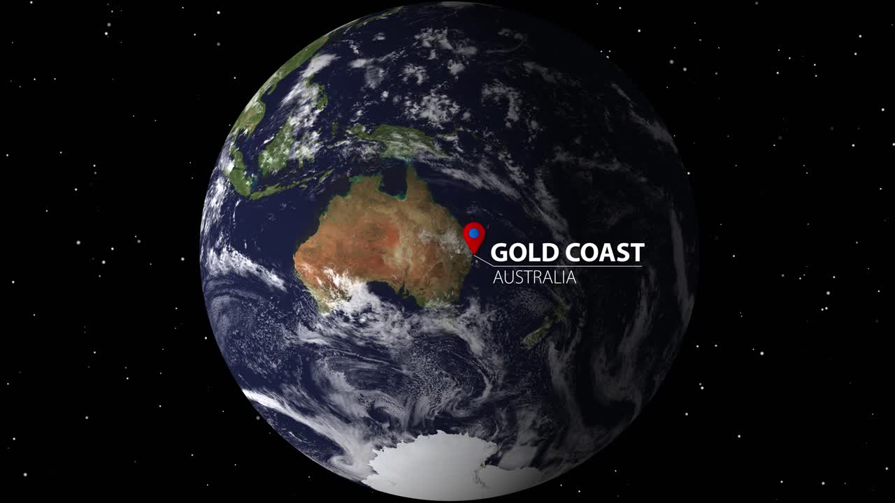 우주에서 볼 수 있는 골드 코스트의 진보적인 근접 시각입니다.