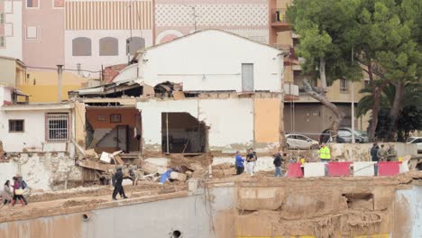 houses with severe structural damage after catastrophic flooding in valencia