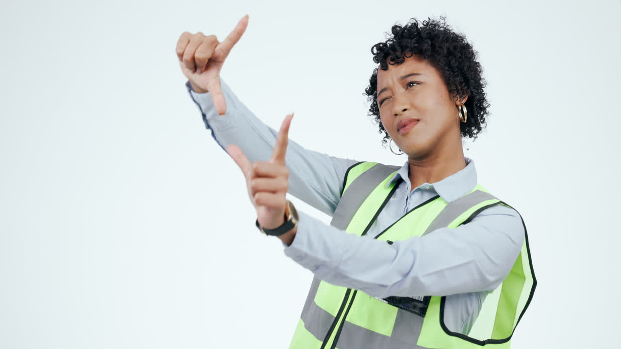 mujer ingeniera, pensando e ideas en el estudio