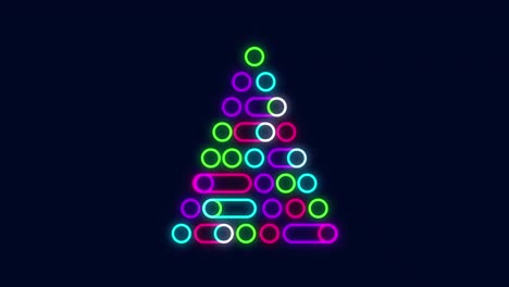 Digital-animation-of-neon-christmas-tree-icons-against-blue-background