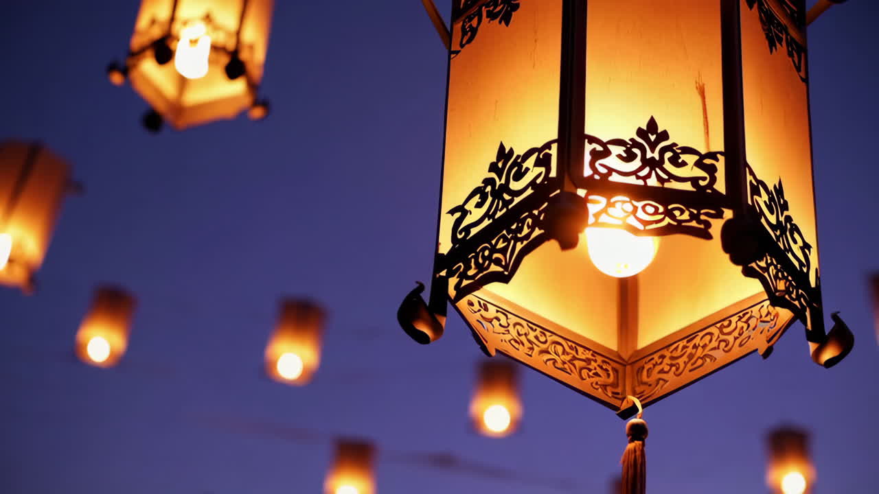 Illuminated Lanterns in the Night Sky
