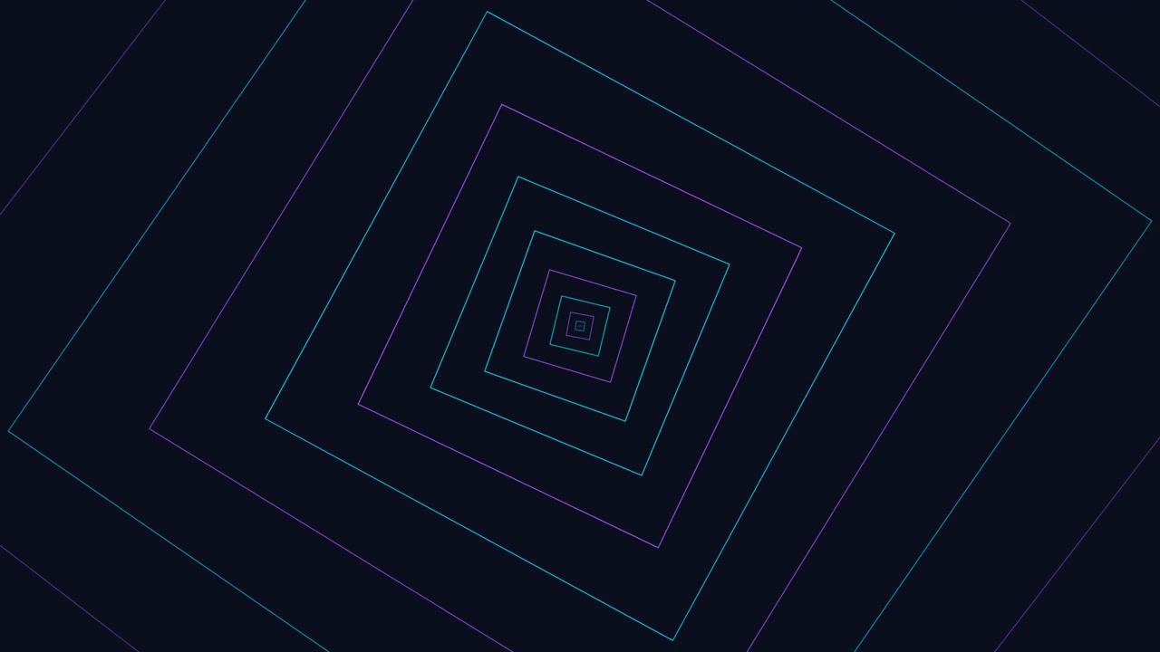 Abstract Motion Background with Pulsing Neon Square Lines