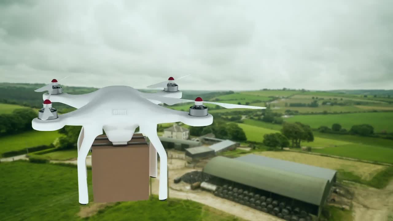 상자를 들고 있는 드론