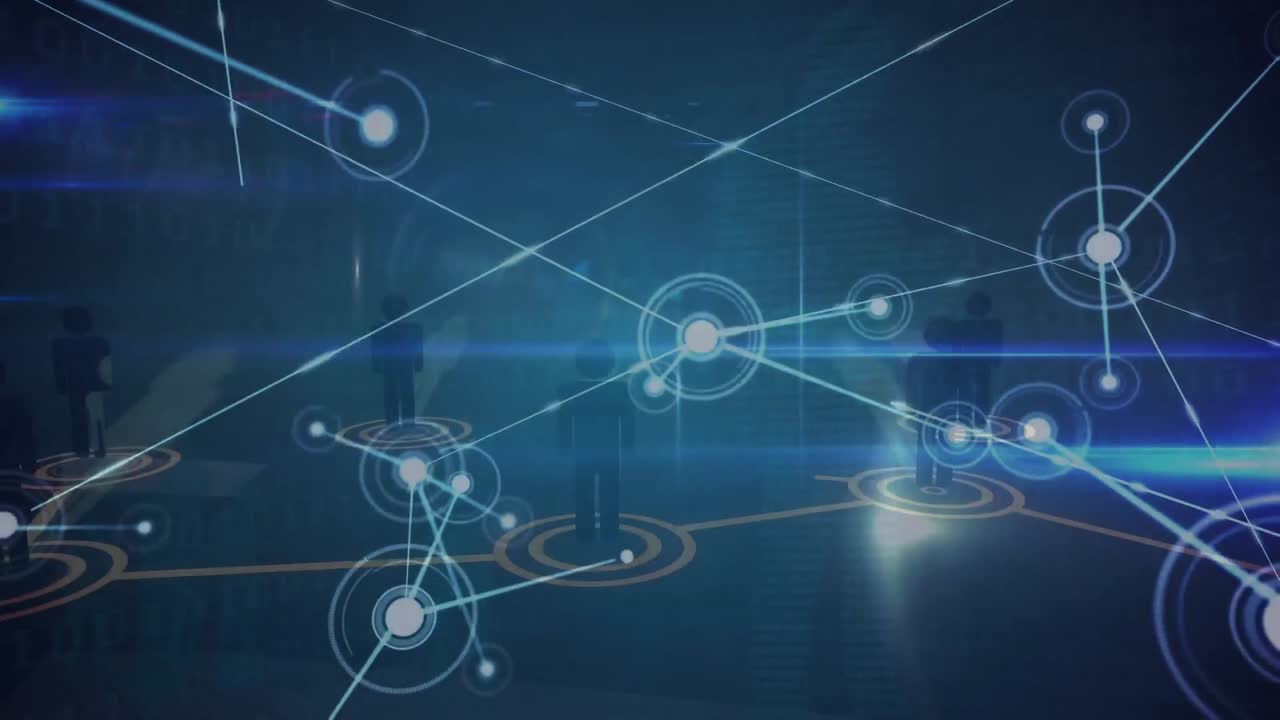 animación de iconos de personas y red de conexiones