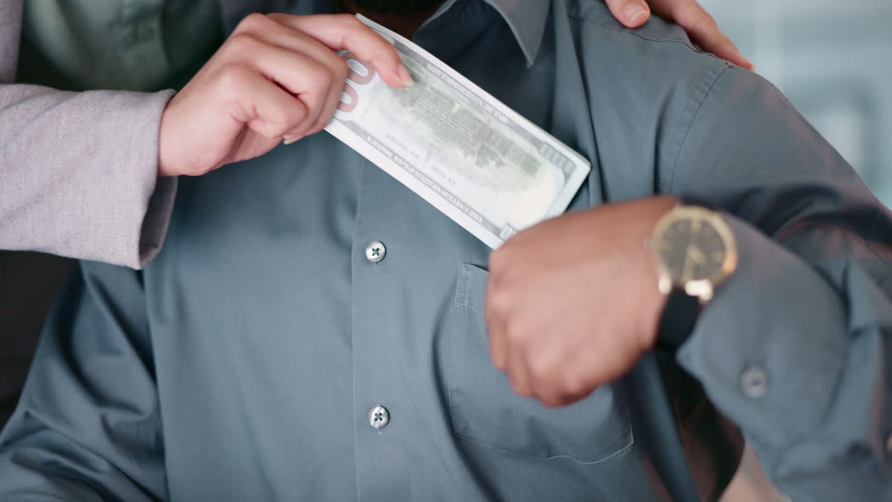 사업가, 손과 뇌물에 대한 돈