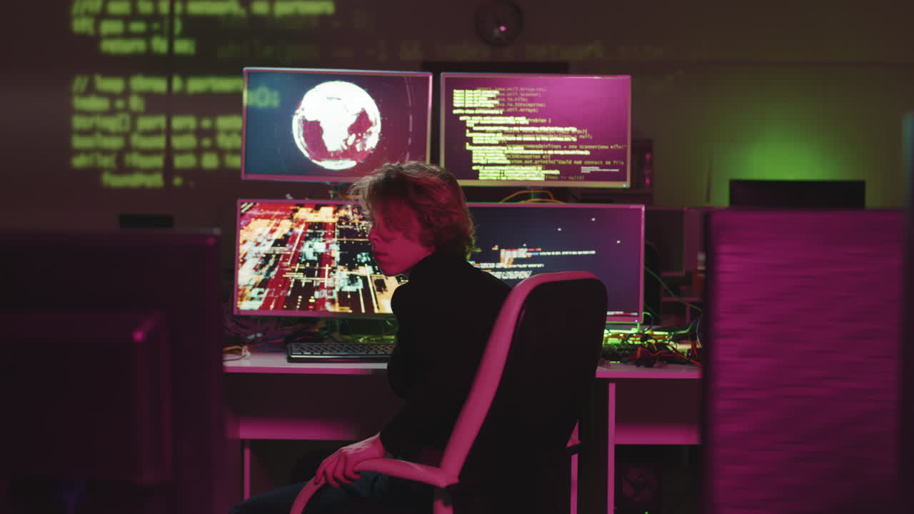 Young Female Hacker In Office