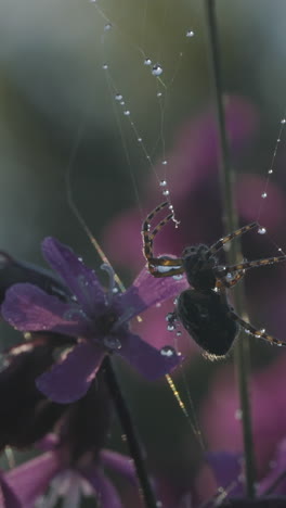 spider on a dew-kissed flower