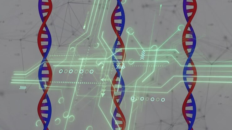 Animation of medical data processing and processor socket over white background