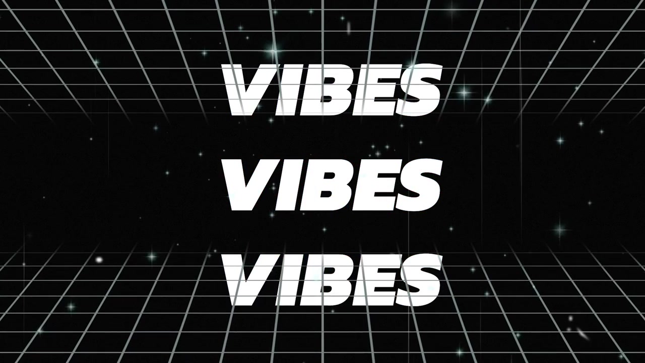 Animation of white pixel text you win over particles over orange grid and white lines on black