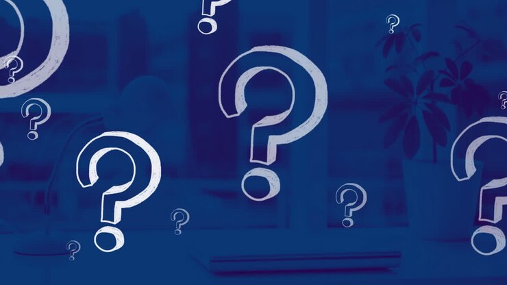 animación de signos de interrogación sobre la oficina