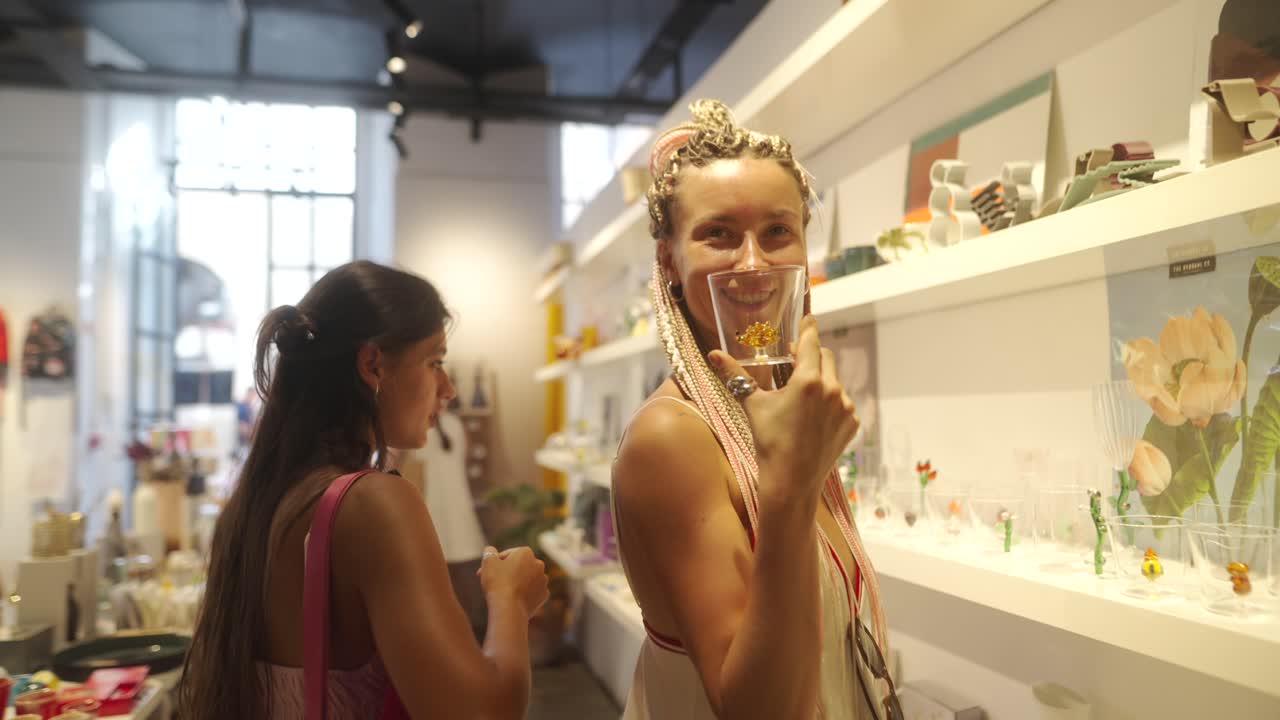Two women shopping in a store