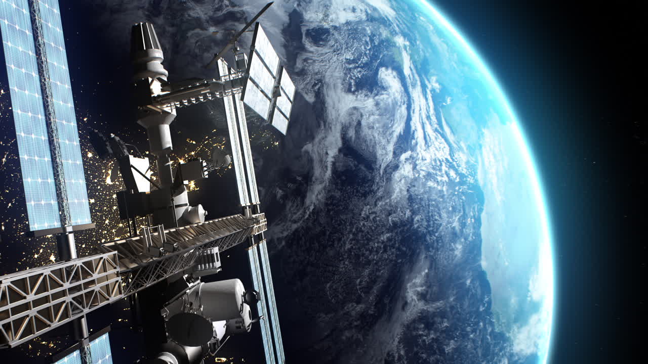 estación espacial en órbita alrededor de la tierra