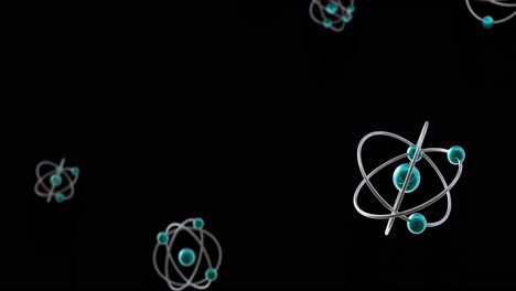 Animation-Von-Atommodellen,-Die-Sich-Auf-Schwarzem-Hintergrund-Drehen