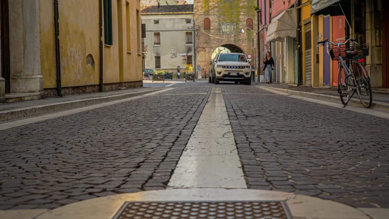 Road cobblestones manhole