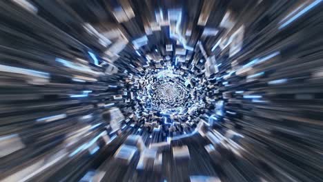 Abstract Futuristic Tunnel with Glowing Lines