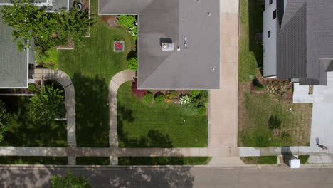 overhead scroll up houses in a suburban neighborhood