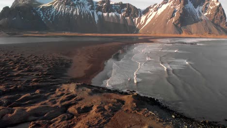 Drone-shot-of-Verstrahorn-Mountains-in-Iceland