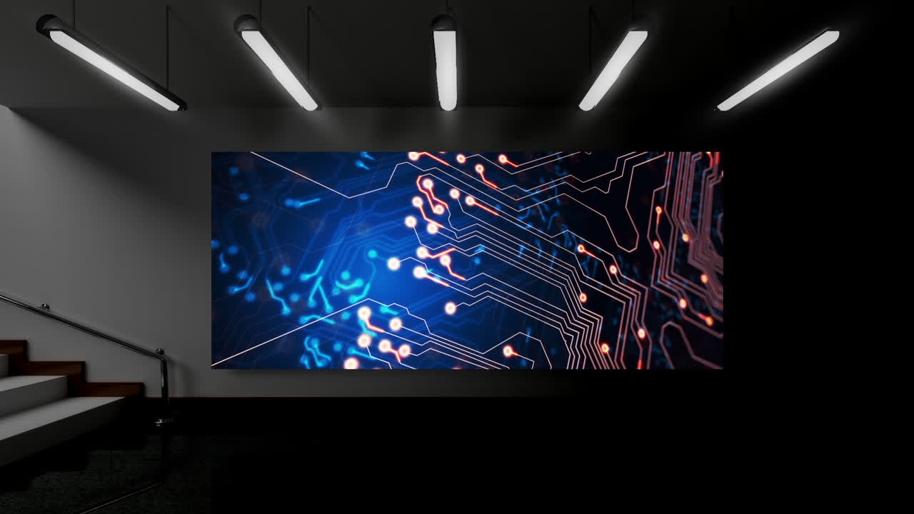 animación de la pantalla con procesamiento de datos en la oficina