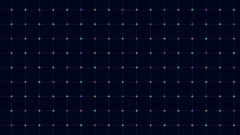 Vibrant grid colorful dots harmonize on black background