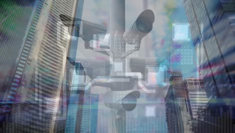 Composition-of-data-processing-over-businessman-with-globe-building-and-cityscape