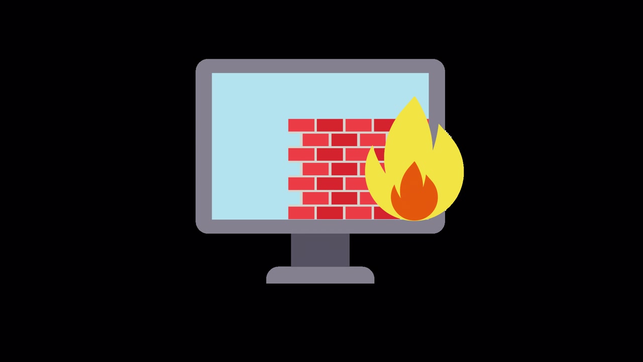 Animated Firewall Concept on Computer Monitor