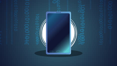 modern smartphone illustration with binary code background