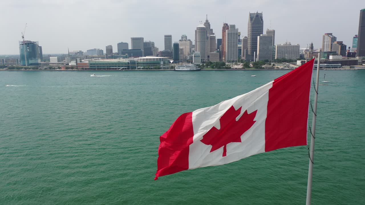 Windsor Canada Plaza Aerial View with Detroit in background